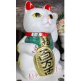thumbnail image 5 of Japanese Lucky Charm White Beckoning Cat Maneki Neko Money Bank Statue 12.5"H, 5 of 6