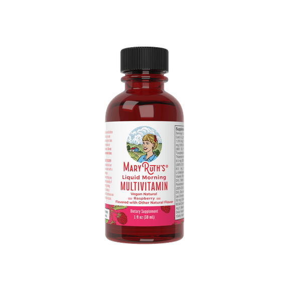 MaryRuth Organics Raspberry Morning Liquid Multivitamin, 1 fl oz, Raspberry, Adult