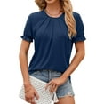 thumbnail image 5 of Nlife Women Pleated Short Sleeve Summer Tunic Top Casual Shirt, 5 of 7