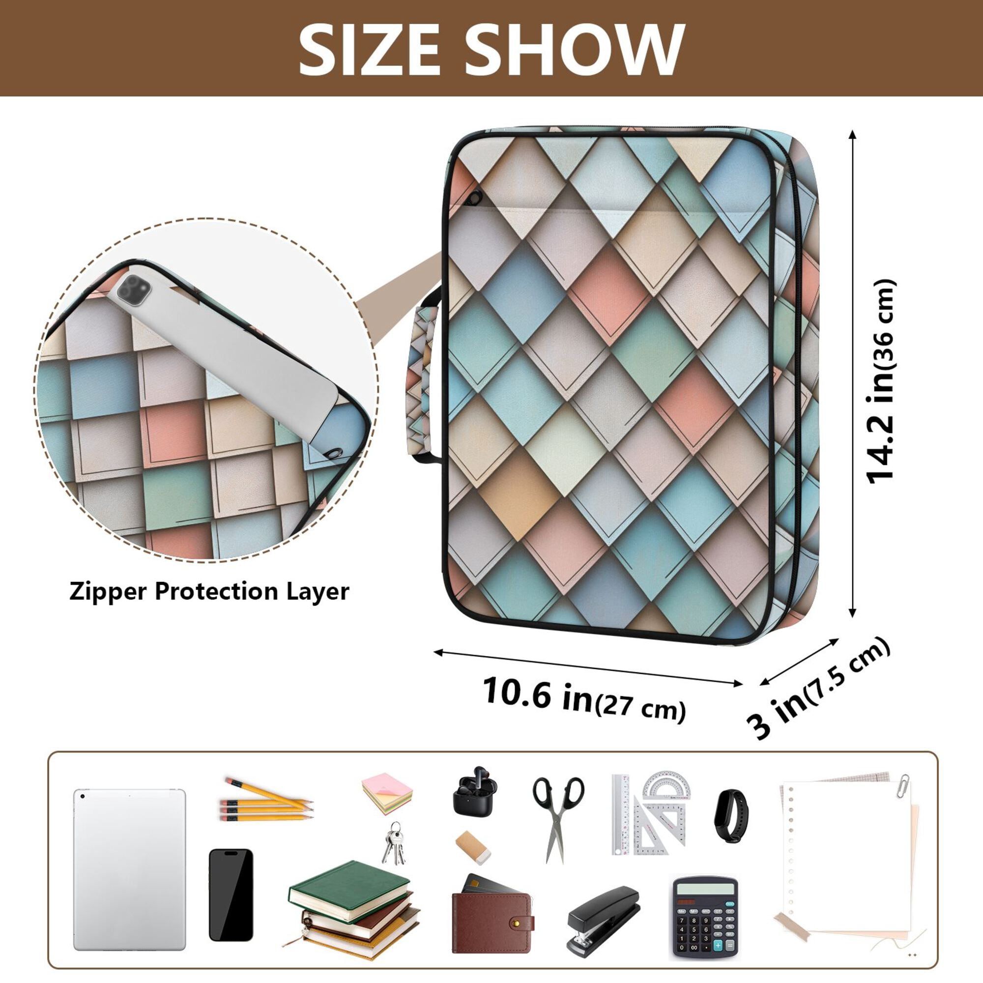 FORMRS Accordion File Folder A4 Size 7-Pocket Expanding Document Organizer Bag with 3 Ring Binder, Colorful Art Pattern
