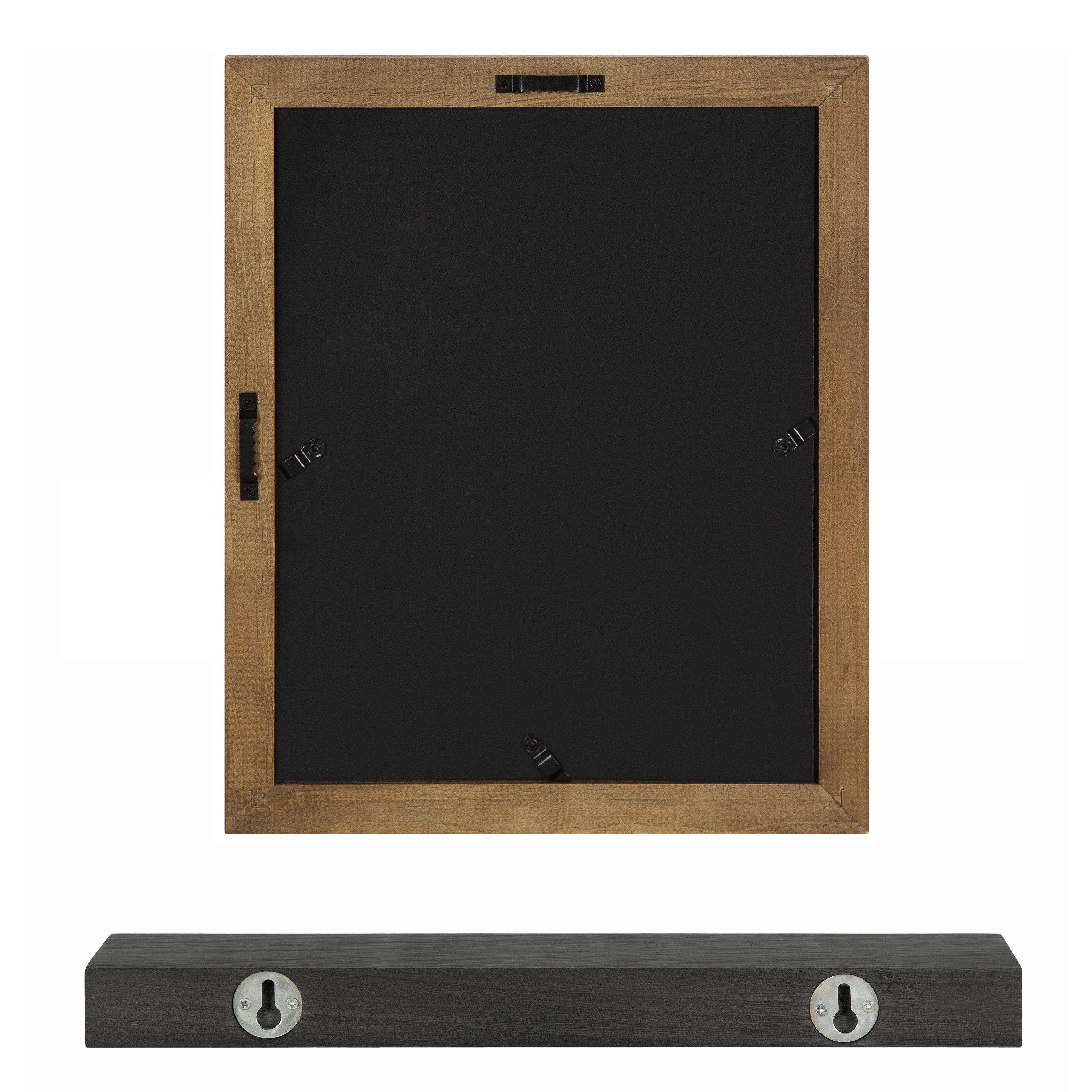 Kate and Laurel Bordeaux Gallery Wall Frame and Shelf Kit, Set of 10, Rustic Brown and Charcoal Gray, Assorted Size Frames and Three Display Shelves