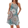 thumbnail image 1 of Jdffashion Robe d'Été pour Femmes Col Licou Sans Manches Mini Robe Décontractée Florale de Plage avec Poches, 1 of 6