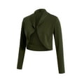 thumbnail image 2 of Women's Kimono Cardigan Lightweight Long Sleeve Open Front Cropped Jacket Draped Ruffle Short Shrugs, 2 of 8