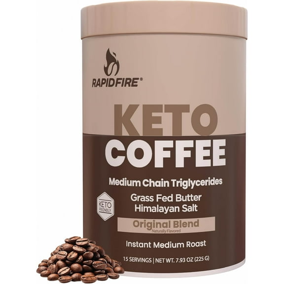Ketogenic Fair Trade Instant Keto Coffee Mix Supports Energy Metabolism Weight Loss Ketogenic Diet Canister 15 servings, Original, 7.93 Ounce