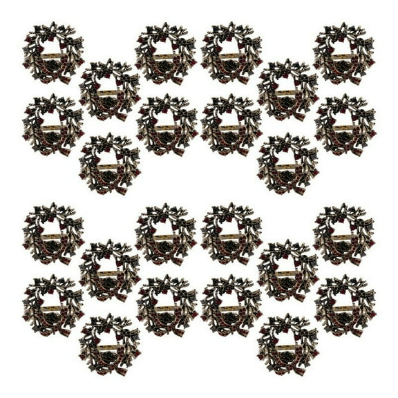24Pcs Christmas Wreath Napkin Rings Metal Napkin Buckle Napkin Holder Napkin Circle