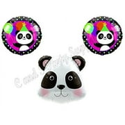 3-piece PANDA-MONIUM Happy Birthday Balloons Decoration Supplies Party Children Girl Zoo pink