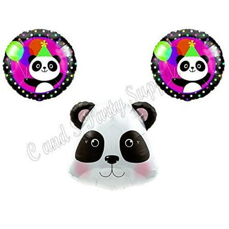 3-piece PANDA-MONIUM Happy Birthday Balloons Decoration Supplies Party Children Girl Zoo pink