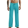 thumbnail image 2 of QATAINLAV Men's Lounge Pants Casual Elastic Waist Drawstring Sleep Bottoms Solid Straight Leg Pajama Pant Milk Silk Yoga Trousers, Blue, S, 2 of 8
