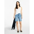 thumbnail image 5 of Time and Tru Women's High Rise Denim Bermuda Shorts, 9" Inseam, Sizes 0-20, 5 of 6