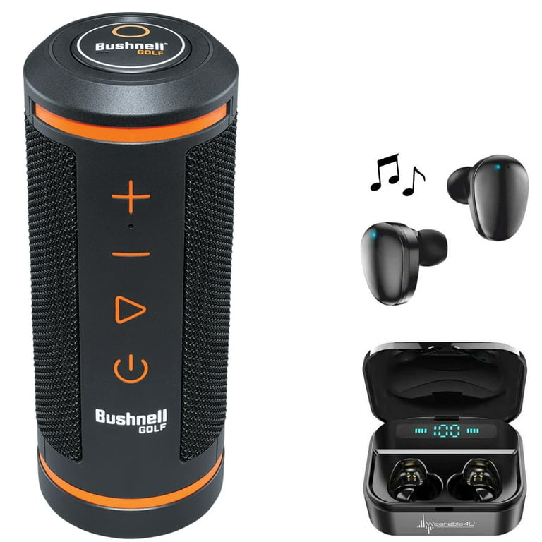 Bushnell Wingman Golf GPS Bluetooth Speaker with Included Wearable4U Ultimate Black EarBuds with Charging Power Bank Case Bundle Walmart