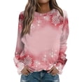 thumbnail image 2 of Women's Christmas Printed Round Neck Sweatshirt, Long Sleeve Casual Pullover Top, Raglan Sleeve Holiday Graphic Fall Winter Clothes,Watermelon Red,4XL, 2 of 8
