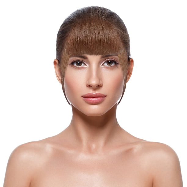 Pelucas con flequillo para mujer, peluca ondulada suelta con flequillo de cabello humano, flequillo con flequillo natural para niñas y mujeres, cabello artificial.