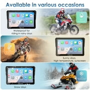 Carpuride Motorcycle Carplay Screen with BM05 Mount Wireless Android Auto, 7 Waterproof Touchscreen,, Dual Bluetooth, Wired Controller, Navi (W702S Pro)