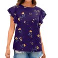 thumbnail image 2 of Blouse d'Été Grande Taille à Manches Courtes pour Femmes Mode Décontractée Col Rond à Volants Manches Courtes Imprimée Pull Col en V T-Shirt Femmes en Solde, 2 of 6