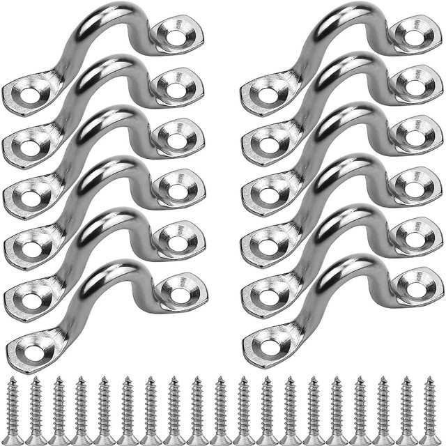 16 piezas de hebillas de cubierta para kayaks, placas de ojo de puente de acero inoxidable, hebilla con forma de joroba de 5 mm