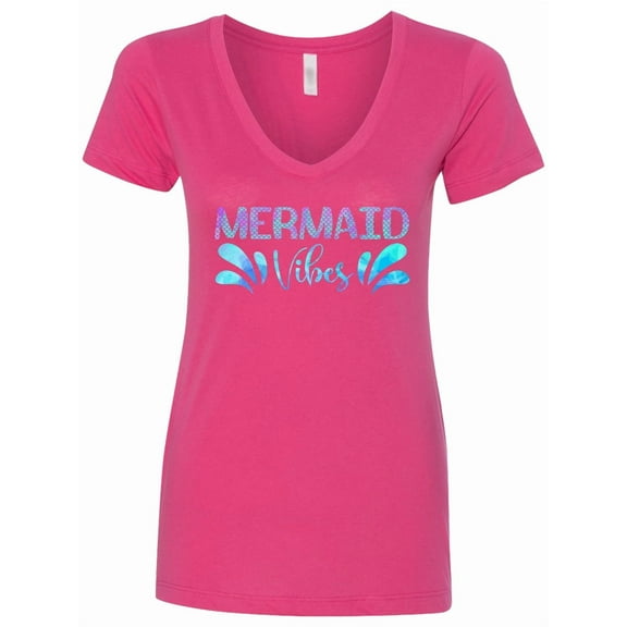 Inktastic Mermaid Vibes Text in Blues Women's V-Neck T-Shirt