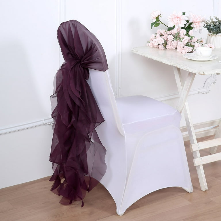 Efavormart 1 Set Eggplant Chiffon Hoods With Ruffles Willow