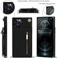 thumbnail image 2 of Crossbody Phone Case for iPhone 12 Pro Max Case with Card Holder for Women,iPhone 12 Pro Max Case Wallet with Strap Lanyard for Men,PU Leather Magnetic Clasp with Kickstand 6.7", Black, 2 of 16