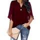 thumbnail image 3 of Tops de verano para mujer, Tops de verano para mujer Camiseta Henley con escote en V para mujer Diseño aerodinámico, 3 of 5