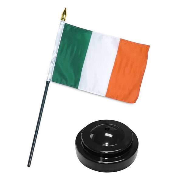 Ireland Irish 4"x6" Flag Desk Set Table Stick Black Base