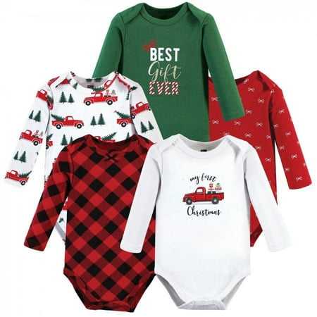 UPC: 0660168153880 | Hudson Baby Infant Girl Cotton Long-Sleeve Bodysuits Christmas Gift 9-12 Months
