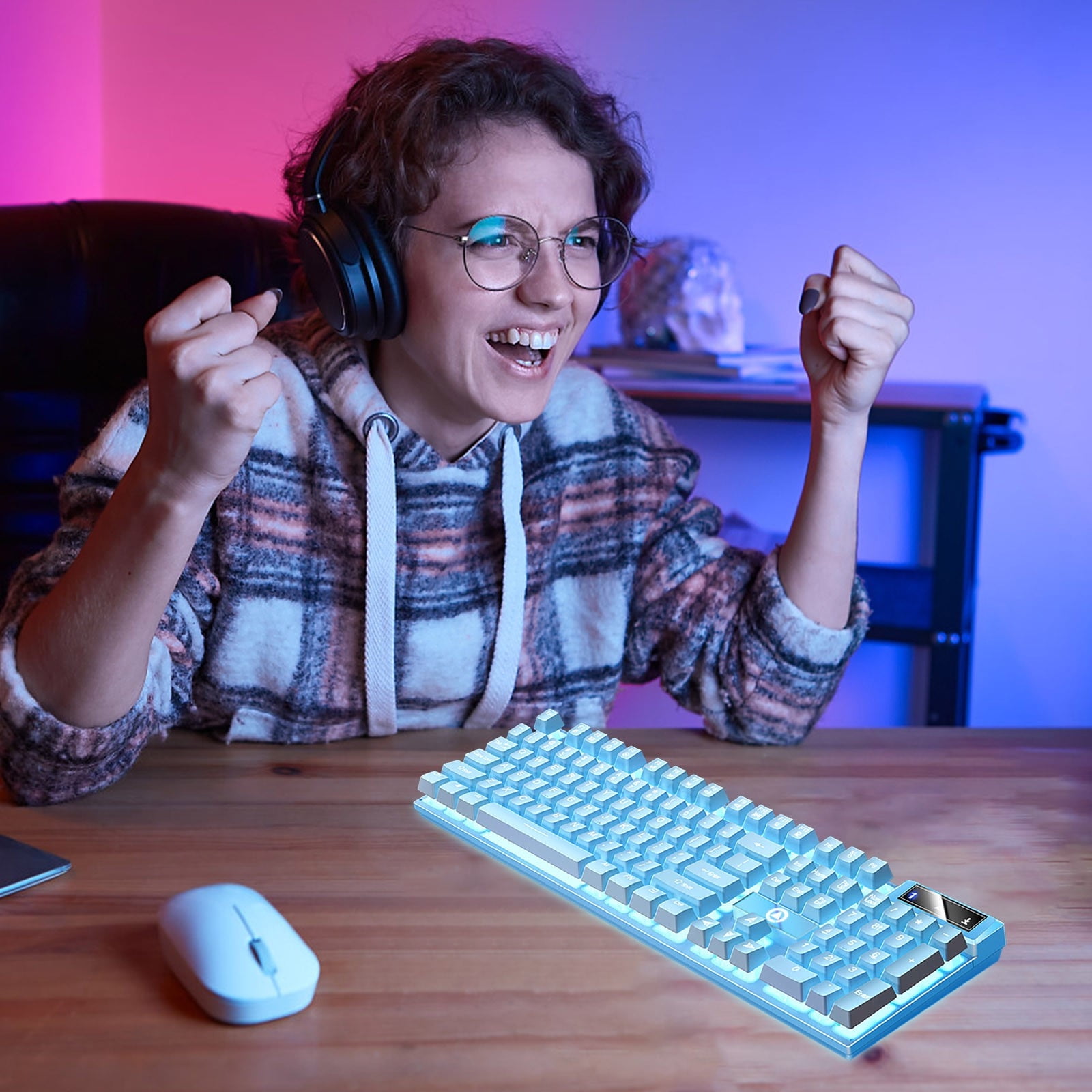 Wired Mechanical Gaming Keyboard, Backlit Computer Keyboards, Wired USB Keyboard with LED Backlit, Slim LED Backlit Keyboard For Desktop, Waterproof Ergonomic 104 Keys Light Up Keyboard