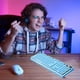 thumbnail image 5 of Teclado Pisexur para juegos electrónicos para hombres, con cable USB, flotante, ergonómico, con sensación mecánica al agua, delgado, retroiluminado por LED, para escritorio, para niños y organizador, 5 of 5