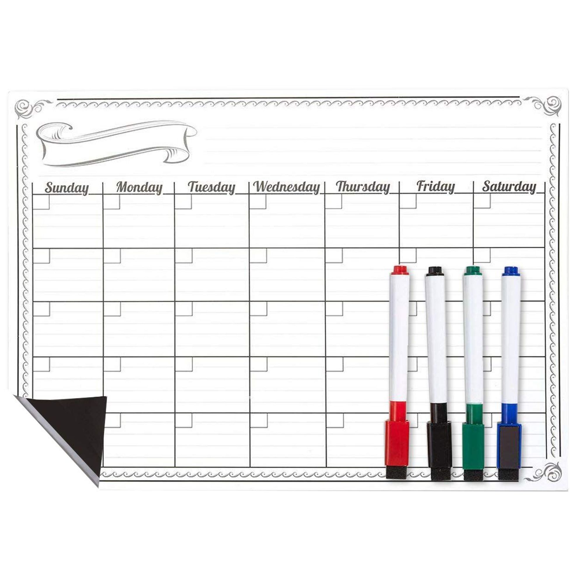 Magnetic Dry Erase Calendar, Monthly Calendar Whiteboard for Fridge