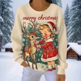 thumbnail image 5 of DailyTrove Womens Xmas Girl Reindeer Sweater - Loose Long Sleeve, Holiday Casual Wear,Khaki,XL, 5 of 6
