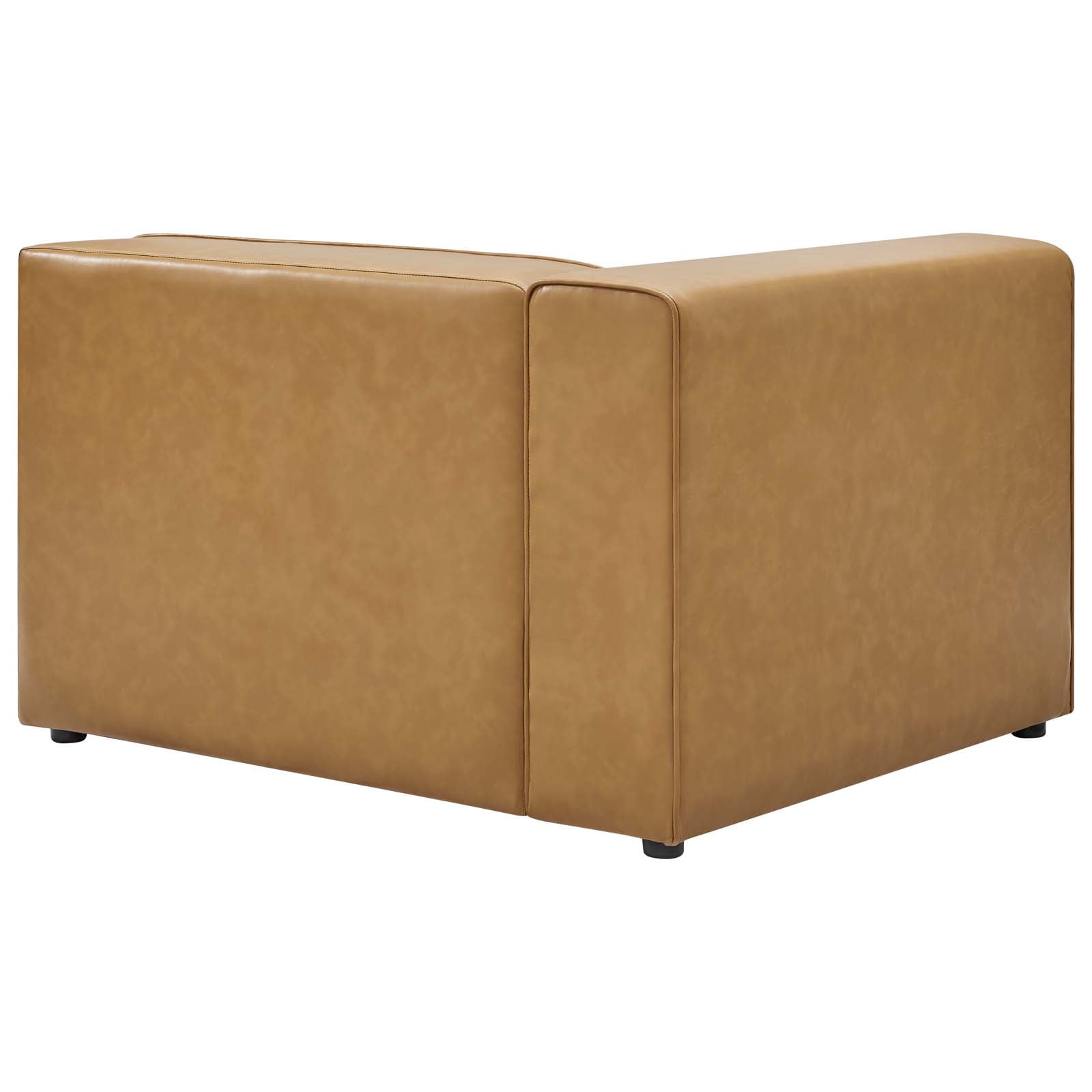 Modway Mingle Modern Faux Leather Sectional Sofa Set with Ottoman in Tan