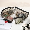thumbnail image 2 of Unique Bargains 4 Pcs Heart Shape Print Mesh Makeup Bag Mesh Bags with Zipper Make Up Bags for Women Beige, 2 of 7