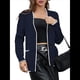 thumbnail image 1 of Suéter de Larga con Bloques de Color para Mujer, Abrigo Informal de Otoño con Botones y Bolsillo Azul Marino XL, 1 of 8