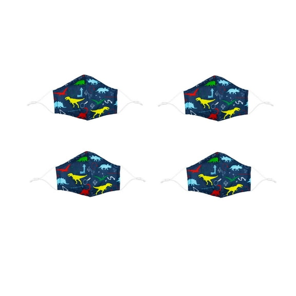 Children's Non-Medical Cotton Face Mask, Dinosaurs, Set of 4