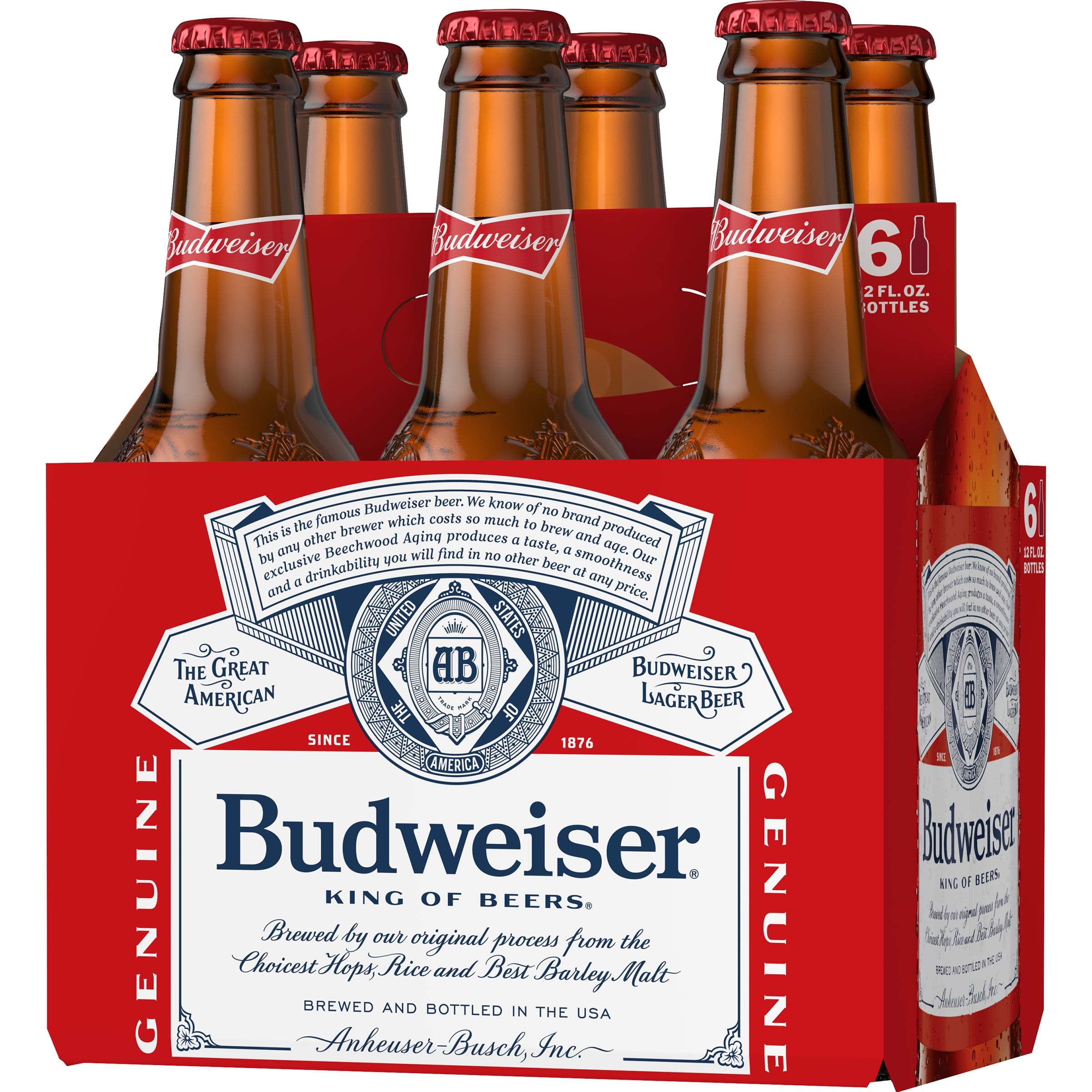 Budweiser Beer 6 Pack Beer 12 Fl Oz Bottles Walmart Com