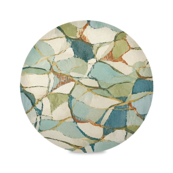 15" Pebble Mosaic Printed Round Placemats Set of 6 Heat Resistant Table Mat for Kitchen for Party Deco