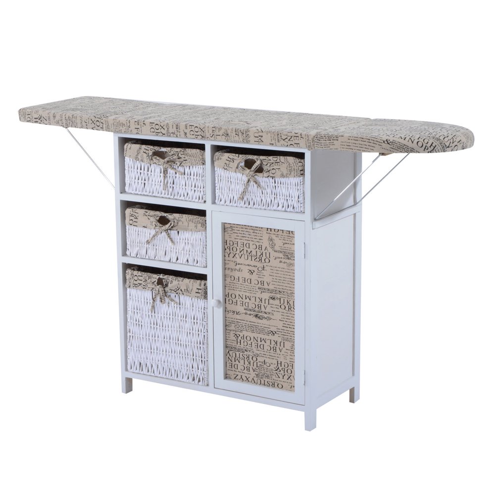 HomCom Drop Leaf Ironing Board With Shelves and Storage Boxes