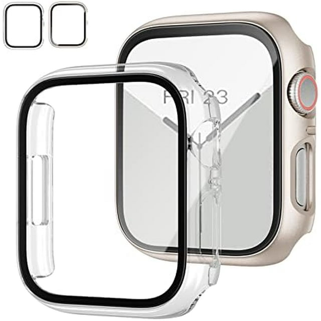 2 Pack Case with Tempered Glass Screen Protector for Apple Watch SE(2023) Series 6/5/4/SE 40mm JZK Slim Guard Bumper Full Coverage Hard PC Protective Cover HD Ultra-Thin Cover for iWatch