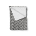 thumbnail image 2 of Abstract Soft Flannel Fleece Throw Blanket, Slanted Art Deco Inspired Pattern of Striped Leafy in Monochrome Style, Cozy Plush for Indoor and Outdoor Use, 50" x 60", Dark Grey White, by Ambesonne, 2 of 5