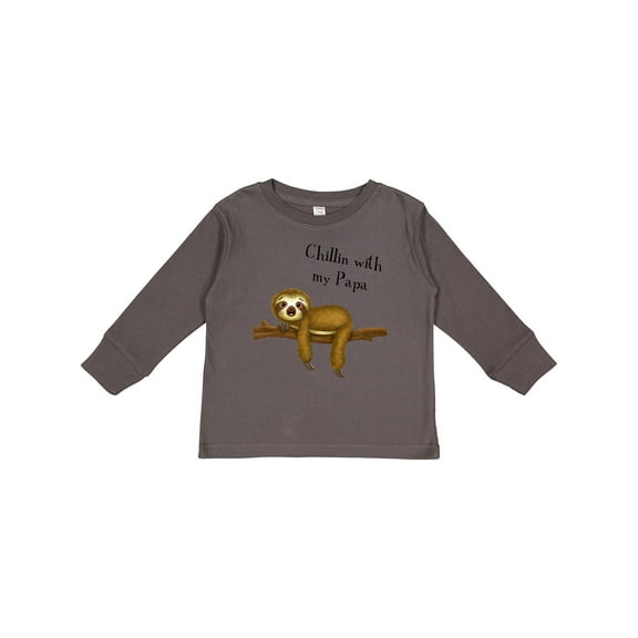 Inktastic Chillin with Papa Sloth Cute Boys Long Sleeve Toddler T-Shirt