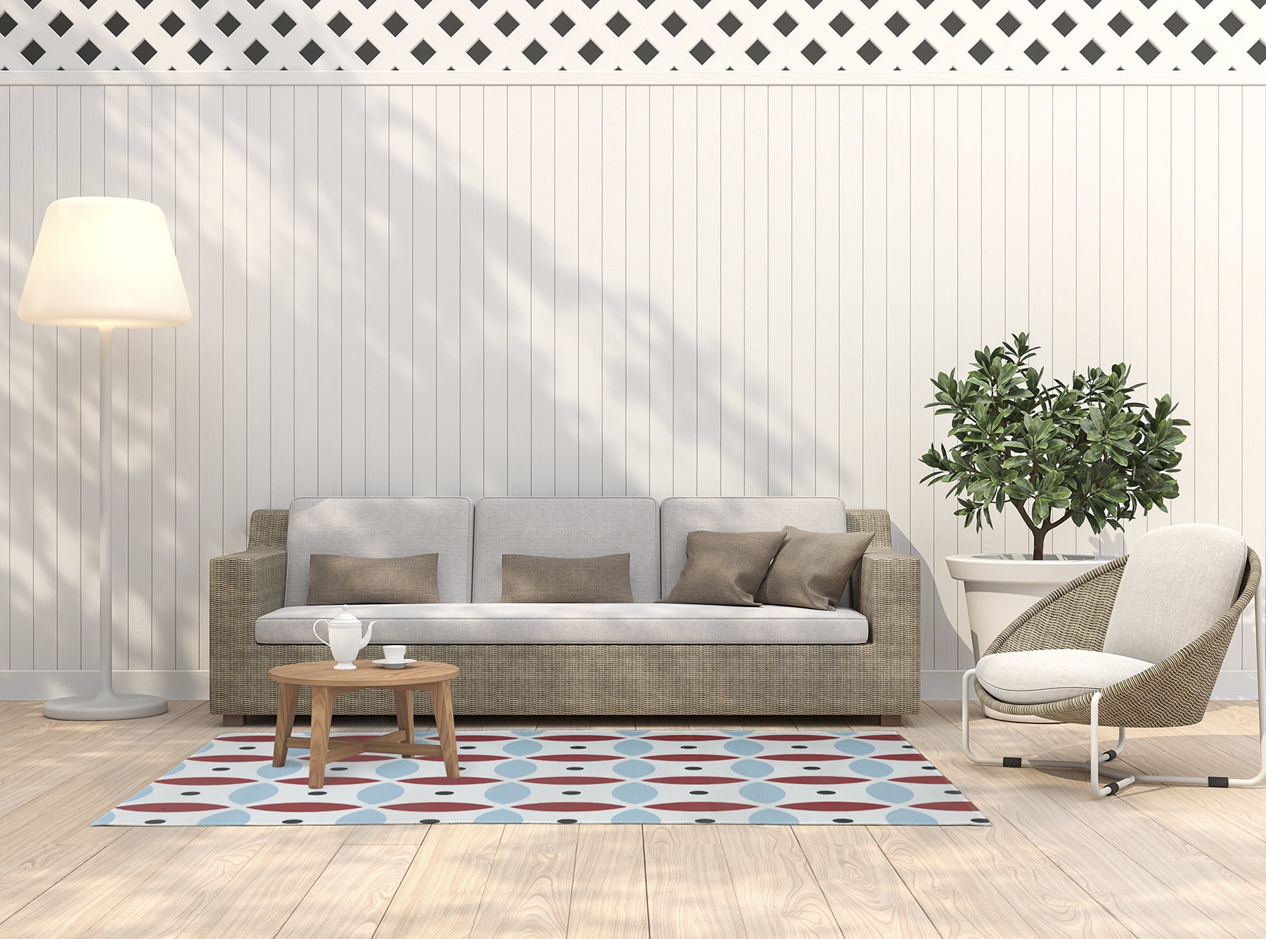 Simply Daisy 5' x 7' Ligonberry Red Geometric Spring Chenille Indoor/Outdoor Rug