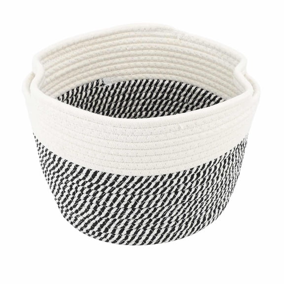 Yajisi Foldable Laundry Basket – Large Capacity, Collapsible Cotton Linen Hamper, Multi‑Use, White/Black, 20x15cm