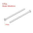 thumbnail image 2 of Unique Bargains M5 x 80mm Machine Screws Phillips Cross Pan Head Screw Fasteners Bolts 5Pcs, 2 of 3