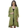 thumbnail image 1 of Moomaya Moss Georgette Printed Shrug Beach Cloth 3/4 Sleeve Cardigans For Women, 1 of 6