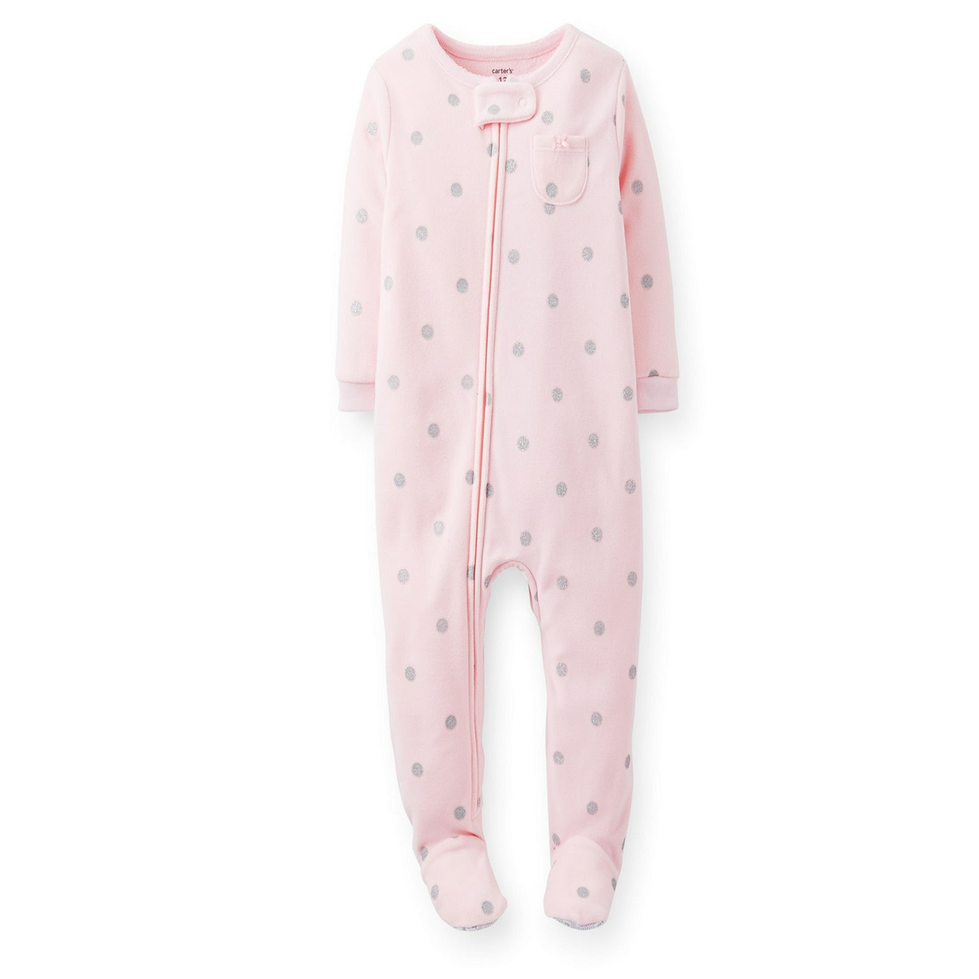 Carter s Little Girls 1 Piece Fleece Footed Sleeper Pink Glitter 4t Other