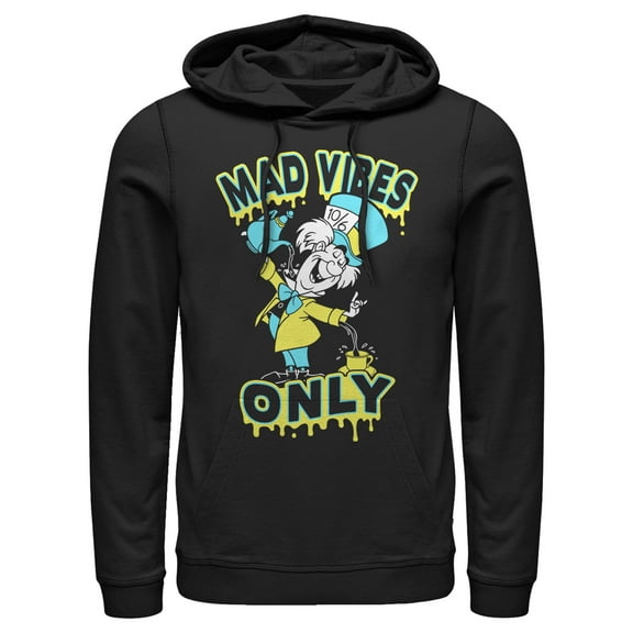 Men's Alice in Wonderland Mad Vibes Only  Pull Over Hoodie Black 3X Large