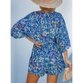 thumbnail image 5 of Cupshe Women's Blue Lace Up Leopard Print Romper Short Sleeves Jumpsuits Wide leg Outfit, 5 of 5