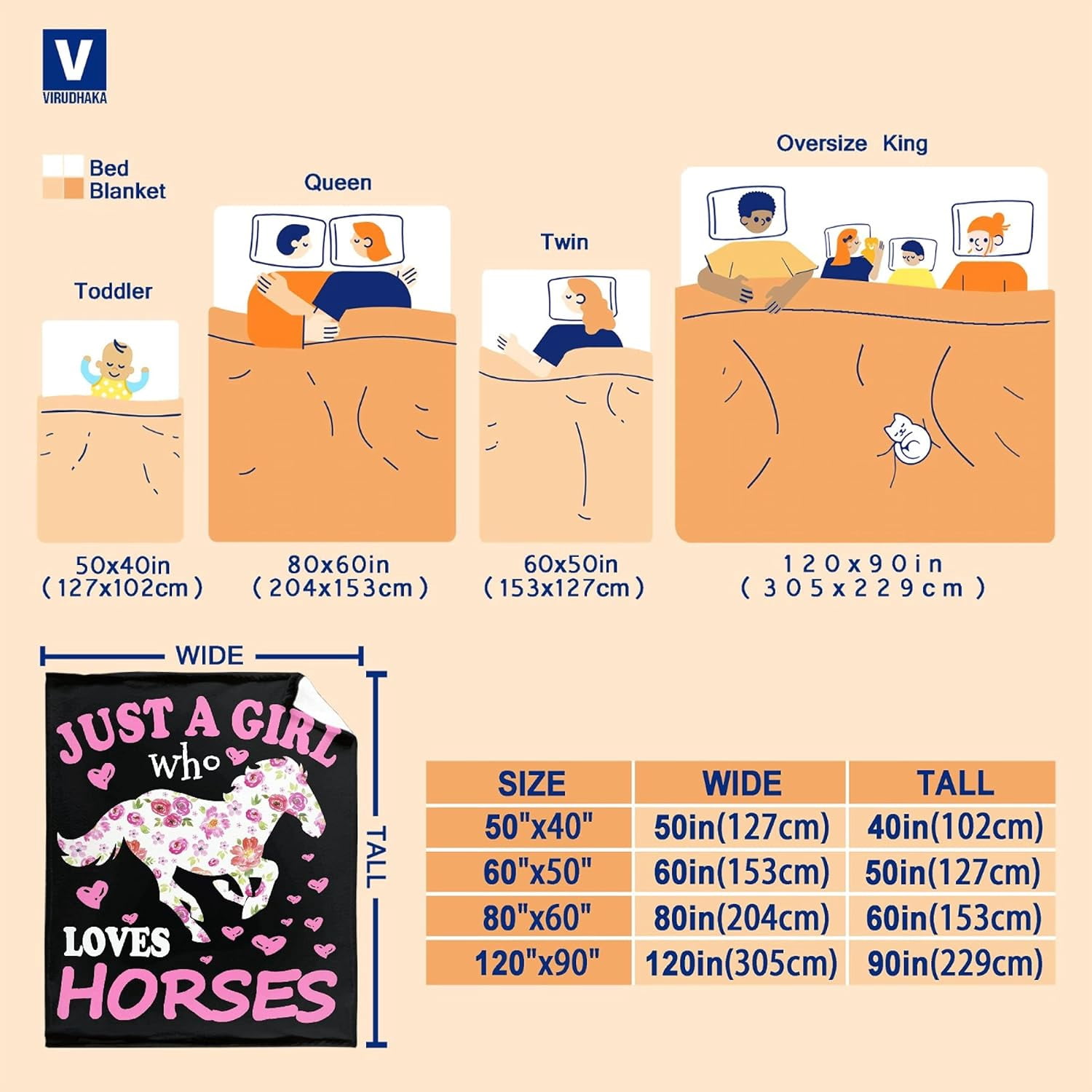 Horse Blanket Gift for Girls Women Plush-Just A Girl Who Loves Horses Comfy Throws Cowboy Western Lightweight Sheet Pony Bedding Quilt Soft Flannel Blankets for Couch Travel