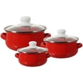 thumbnail image 2 of 3 Pcs Pot de Cuisine Multi-Usage en Émail Pot de Cuisson à Double Poignées Pot à Soupe Fond Plat, 2 of 8