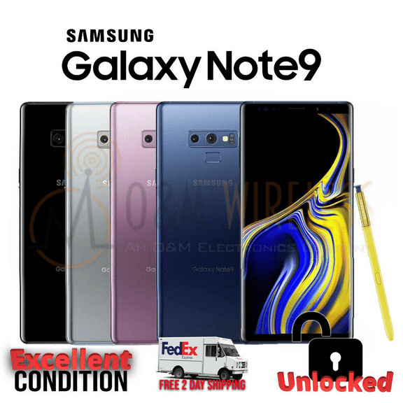 Samsung Galaxy Note 9 128GB Smartphone (Unlocked), Purple & Black & White, Excellent