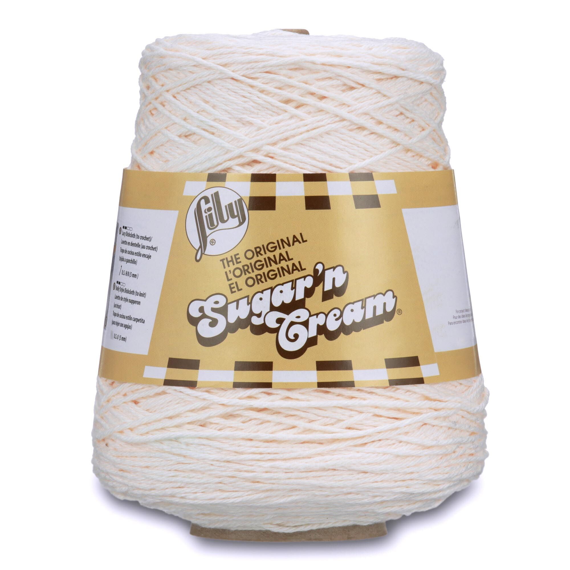 Lily Sugar 'N Cream Cotton Cone Yarn, Soft Ecru, 14oz(400g), Medium